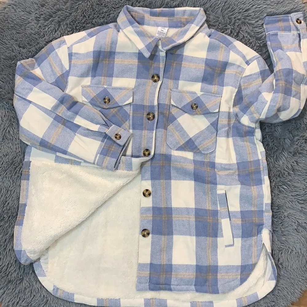 NWT! Flannel Sherpa Lined Shirt Jacket Shacket Size XXL - Picture 4 of 9